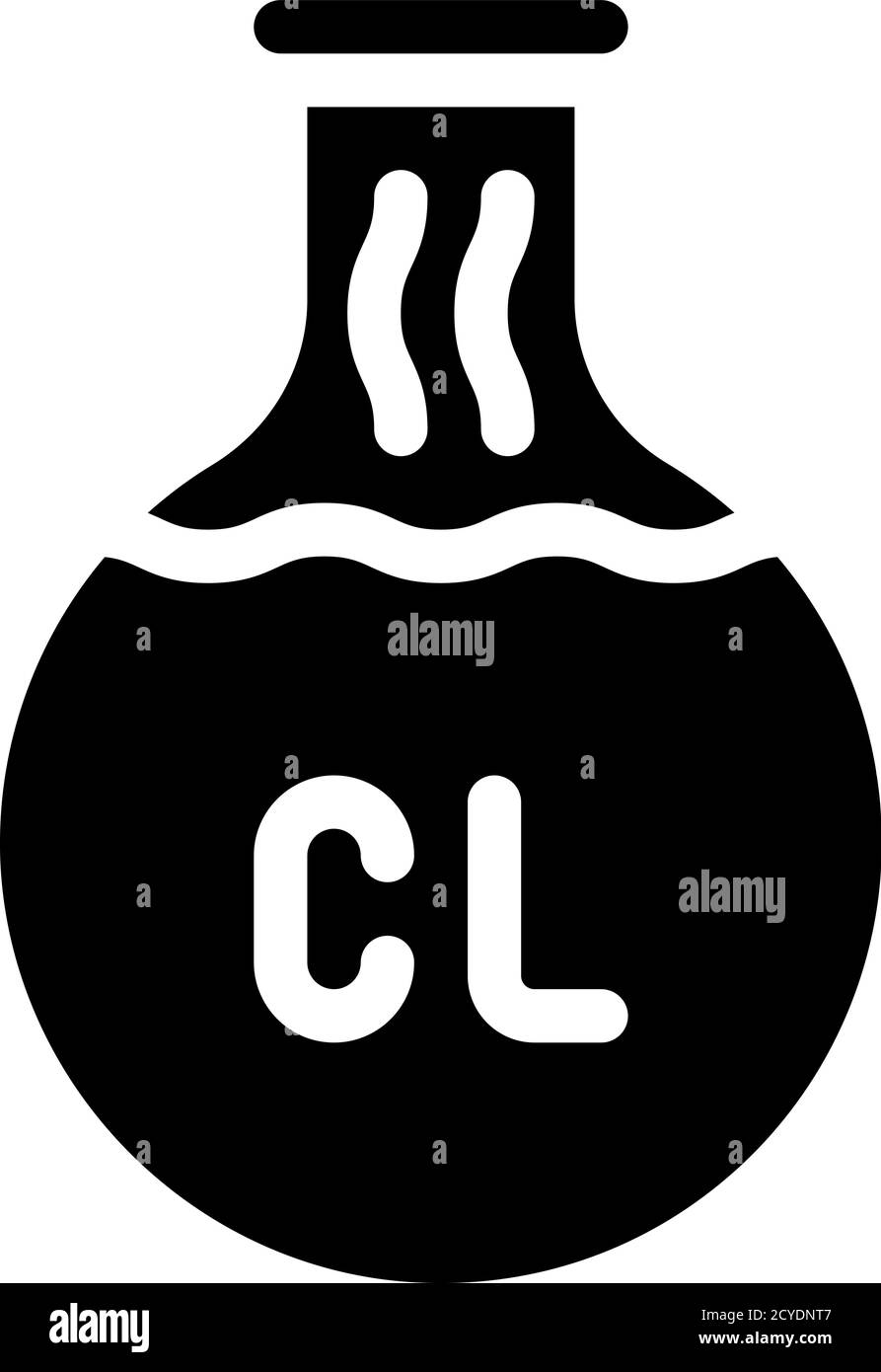 chlorine flask glyph icon vector black illustration Stock Vector