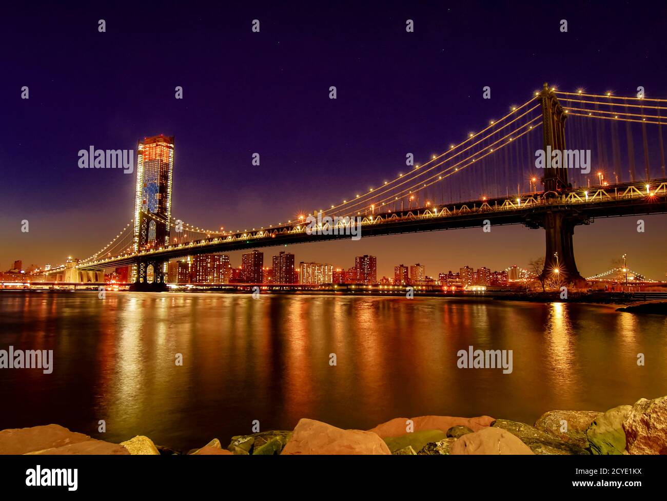 BROOKLYN, NEW YORK, MAR 27, 2018: Manhattan Bridge, as seen from Dumbo ...