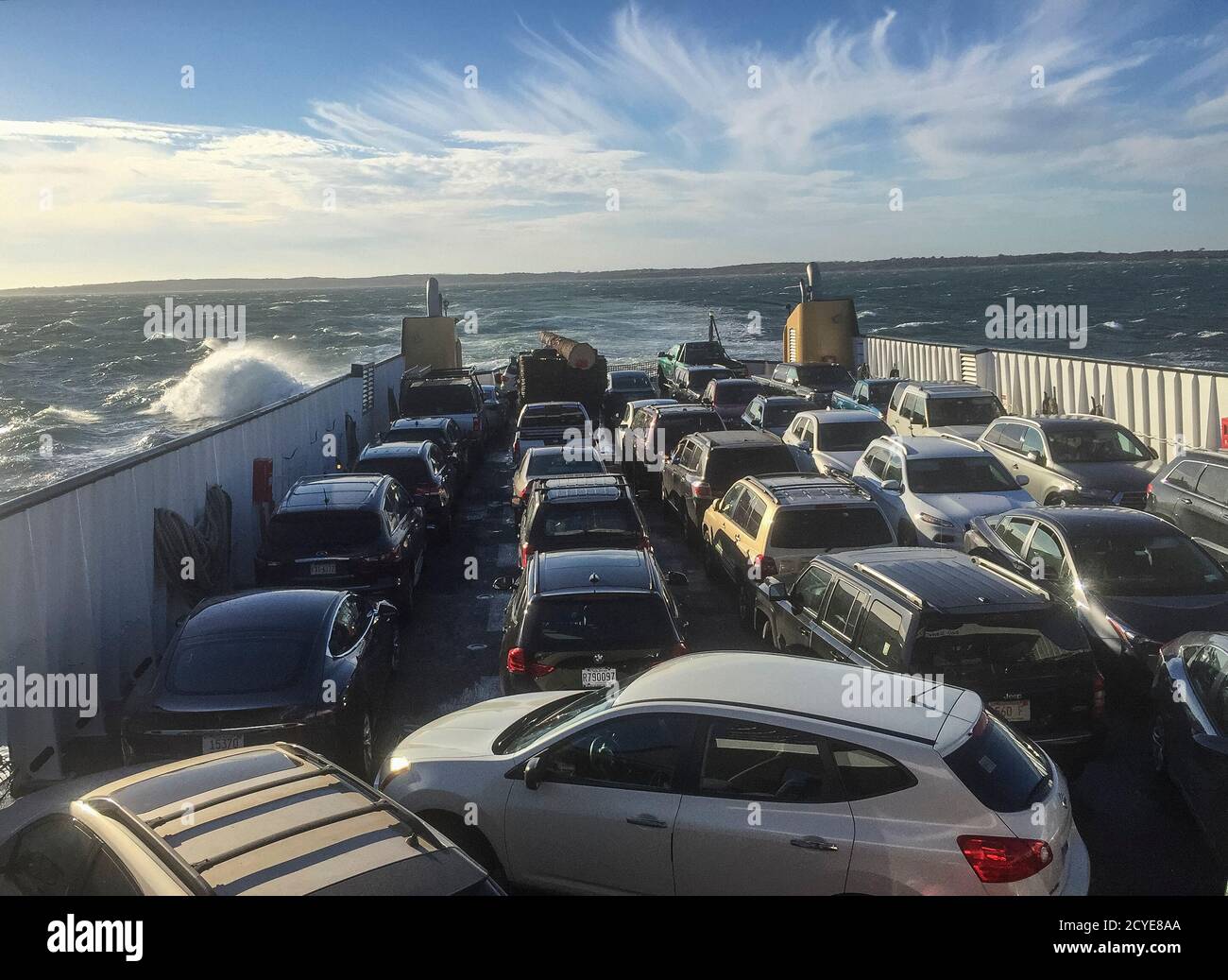 Martha's Vineyard, Massachusetts October 21, 2018 Car ferry crosses