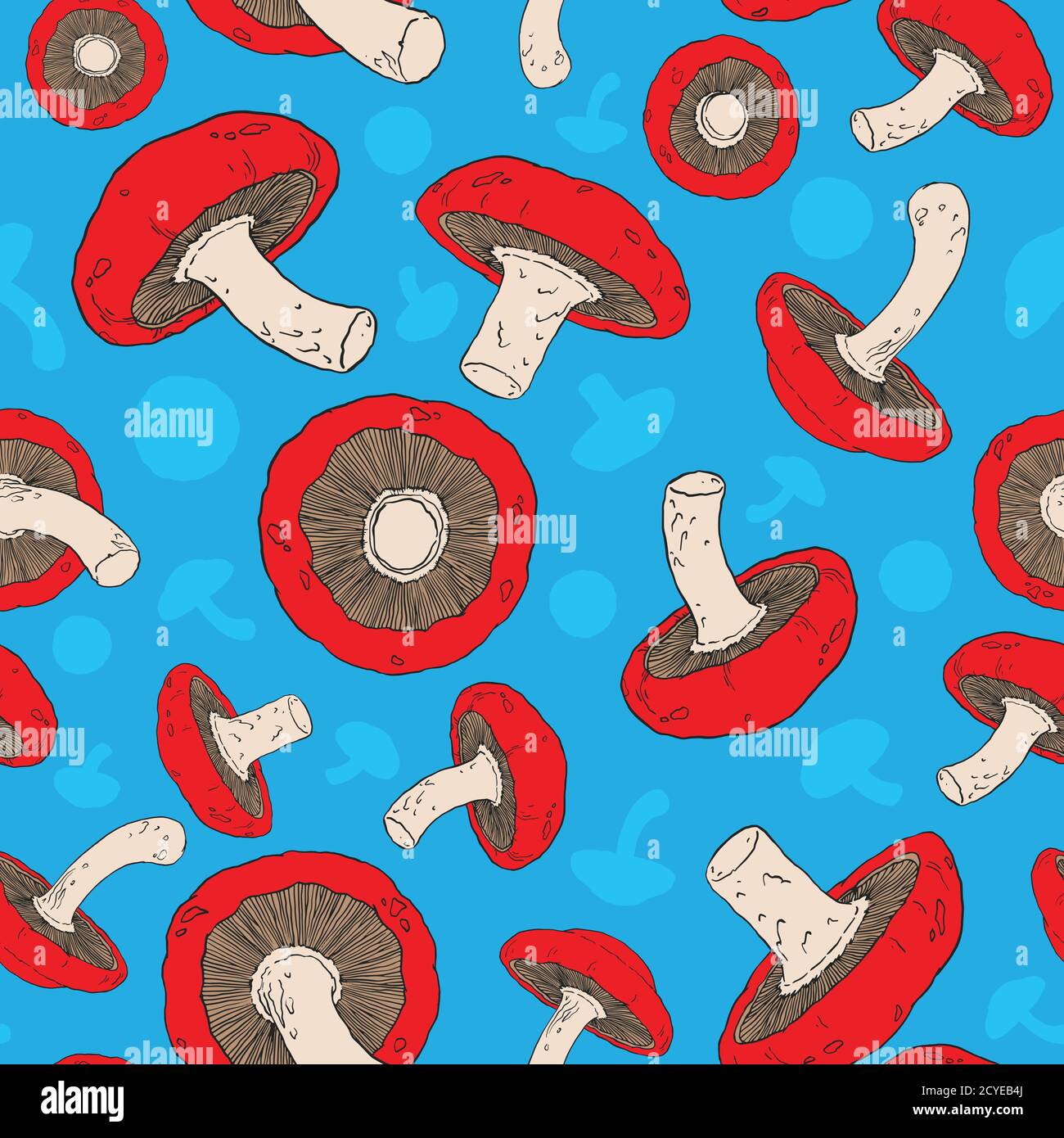 Shiitake mushrooms seamless pattern. Mushrooms repeat pattern