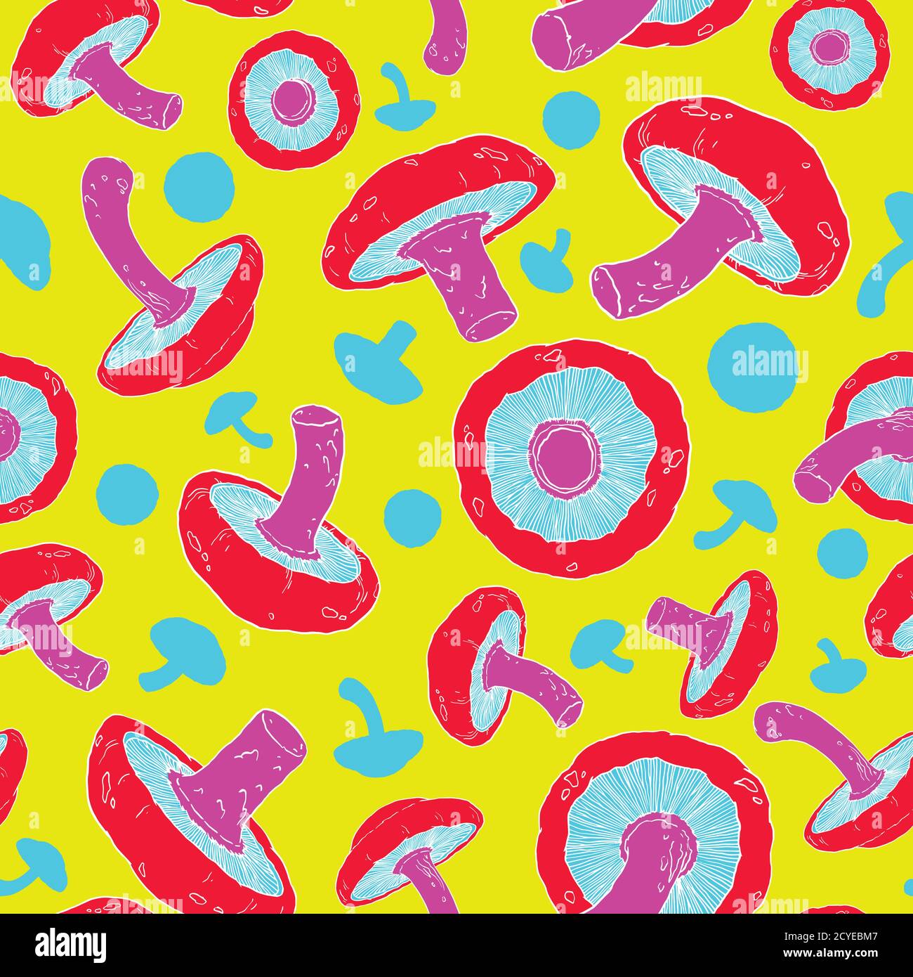 Shiitake mushrooms seamless pattern. Mushrooms repeat pattern