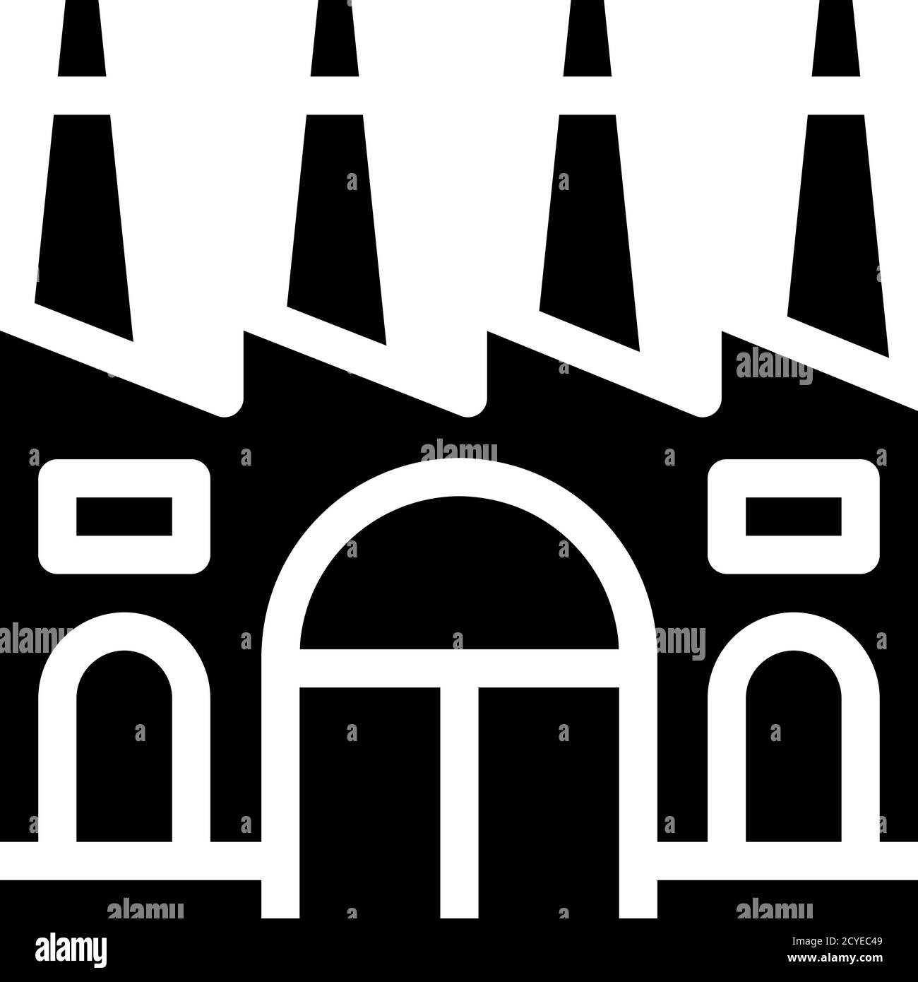 industry factory building glyph icon vector illustration Stock Vector ...