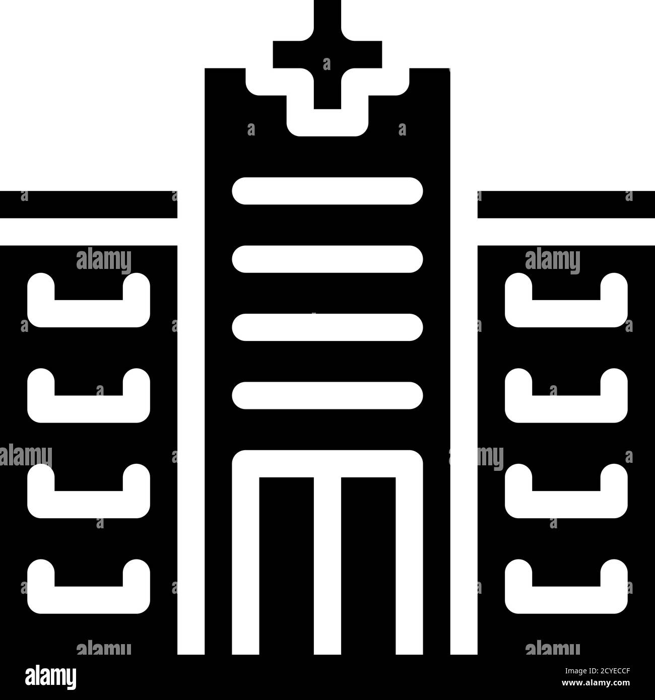 hospital building glyph icon vector black illustration Stock Vector ...