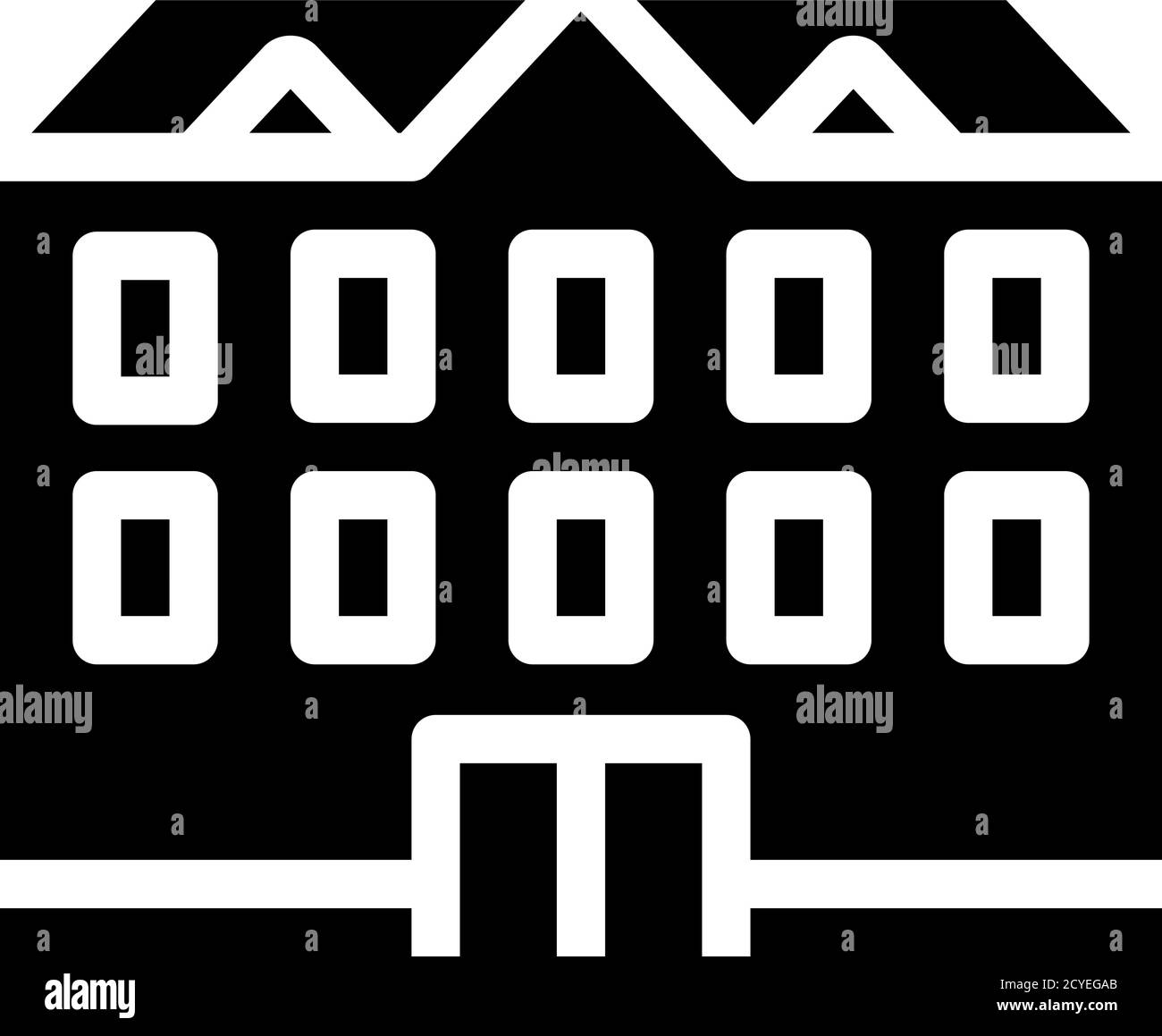 school building glyph icon vector black illustration Stock Vector Image ...