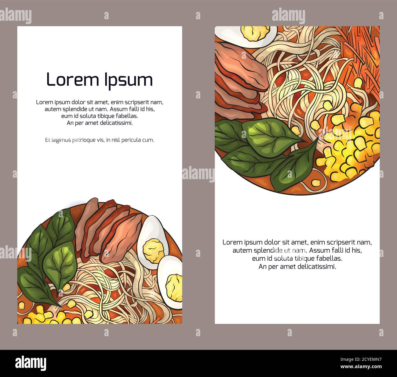 Ramen Banner Pattern Set of vertical banners with color ramen and place for the text on ...