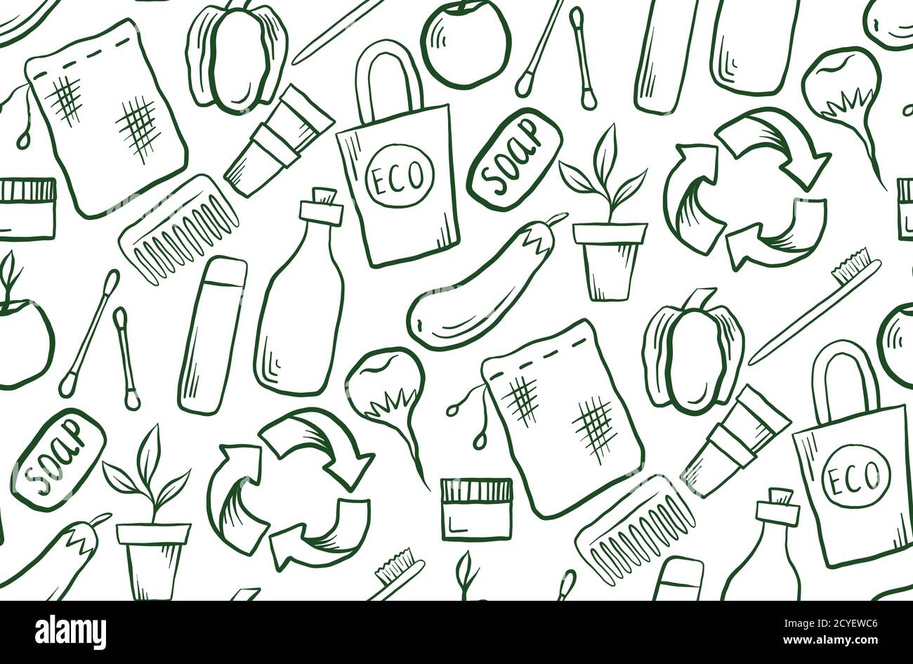 Seamless pattern with hand drawn Zero Was objects. Vector doodle texture for wallpaper, textile, background and your design Stock Vector