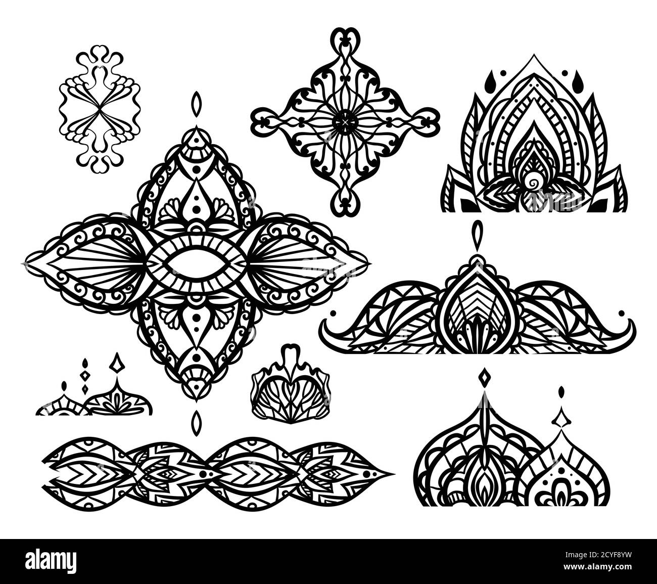 Set of mehendi elements. Vector Boho elements for your design Stock ...