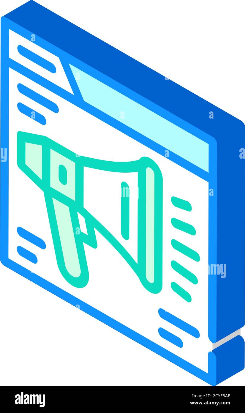 loudspeaker on web site isometric icon vector illustration Stock Vector ...