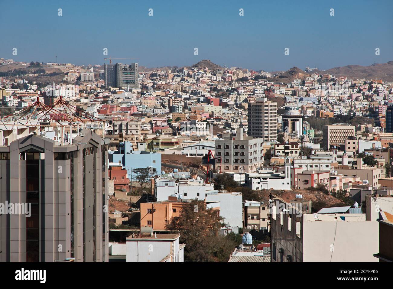The panoramic view of Abha city, Saudi Arabia Stock Photo