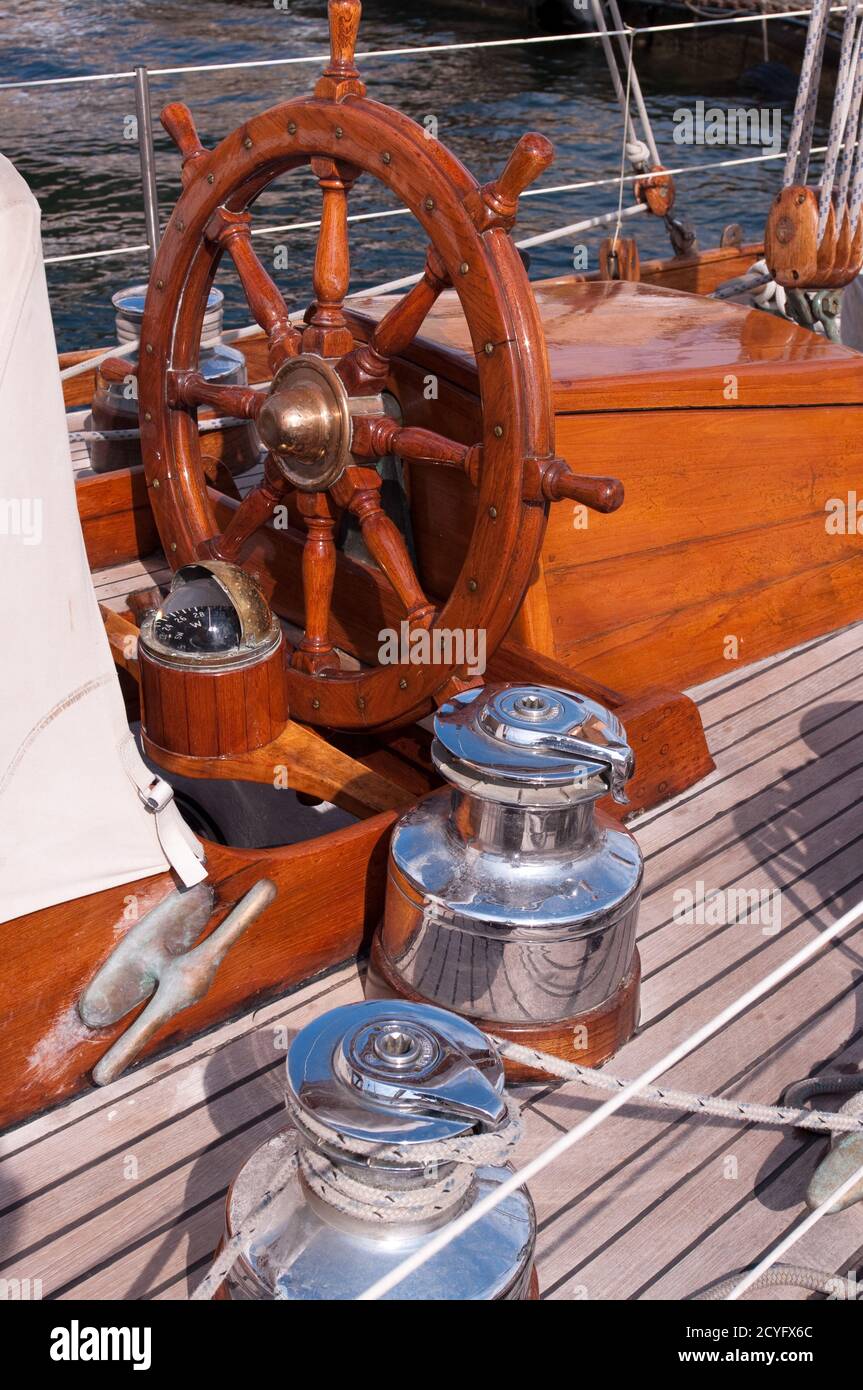 Sail boa : Steering geart Stock Photo