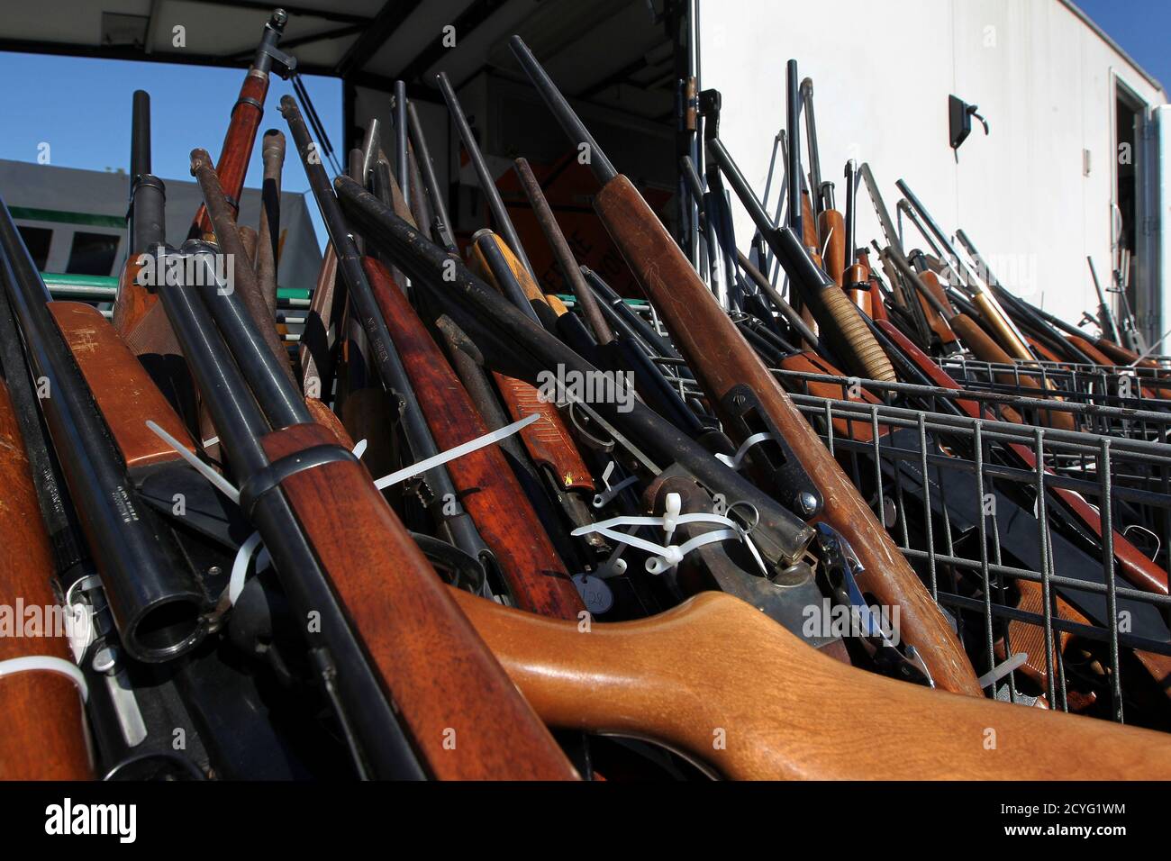 Unwanted Guns Are Seen At The 'Gifts For Guns' Gun Buyback Held By The Los  Angeles County Sheriff Department In Compton, California, January 21, 2013.  People Can Trade In Their Guns Anonymously