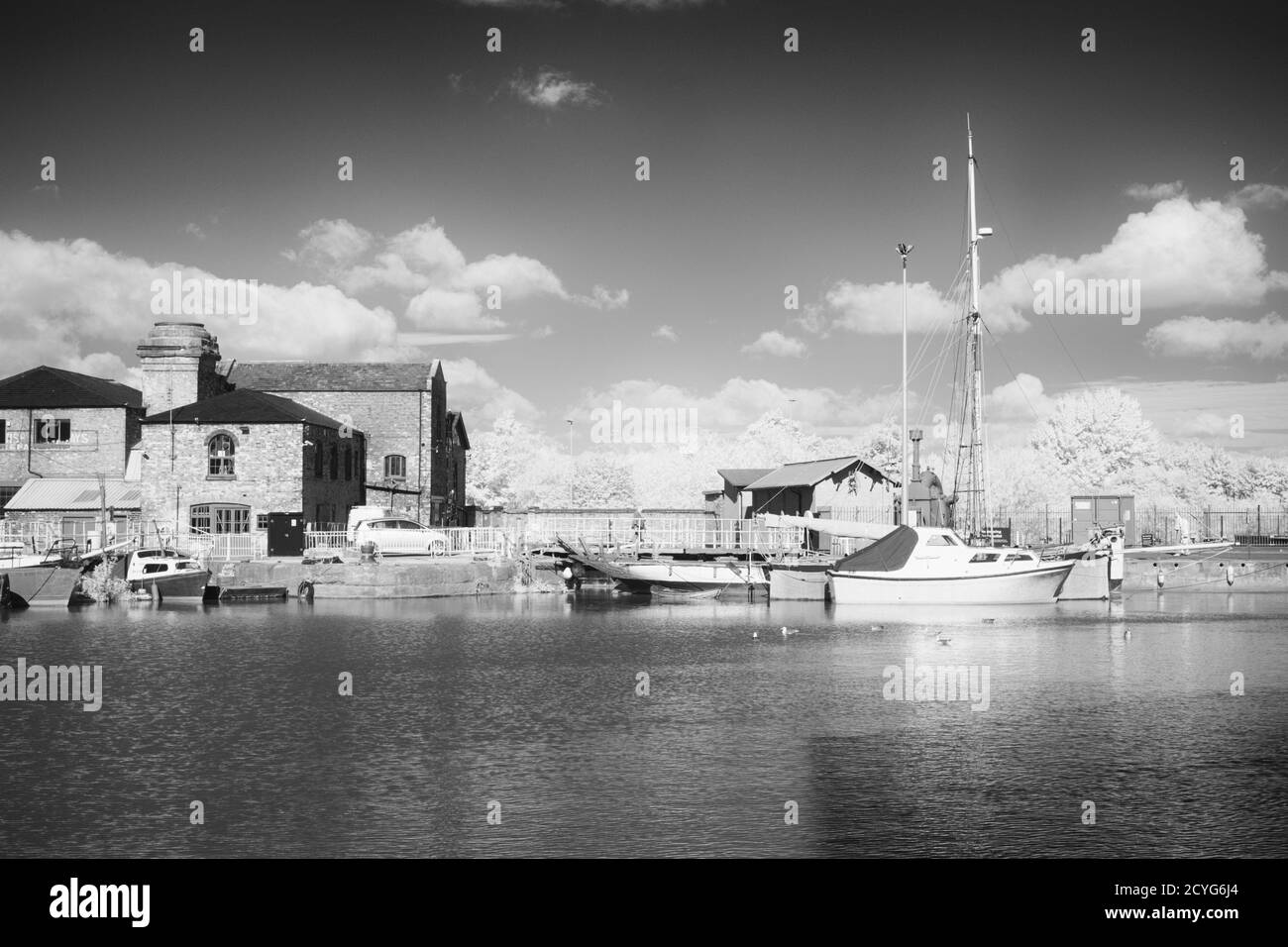 Infra-red images of Gloucester Docks in southern England Stock Photo