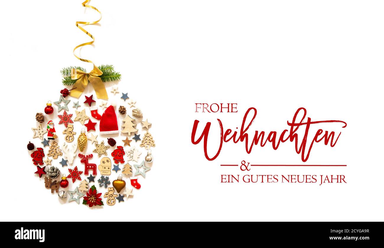 Christmas Ball Decoration And Ornament Frohe Weihnachten Means Merry Christmas Stock Photo Alamy