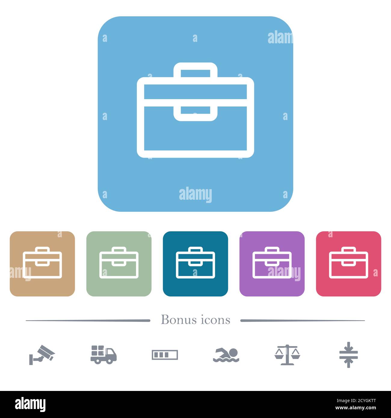 Toolbox white flat icons on color rounded square backgrounds. 6 bonus ...