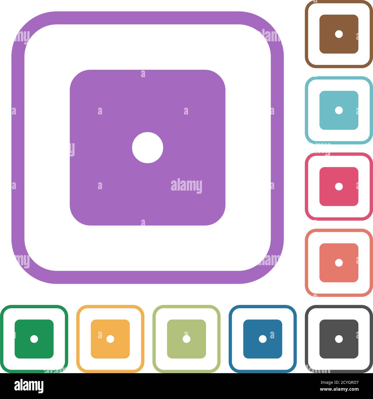 Domino one simple icons in color rounded square frames on white ...