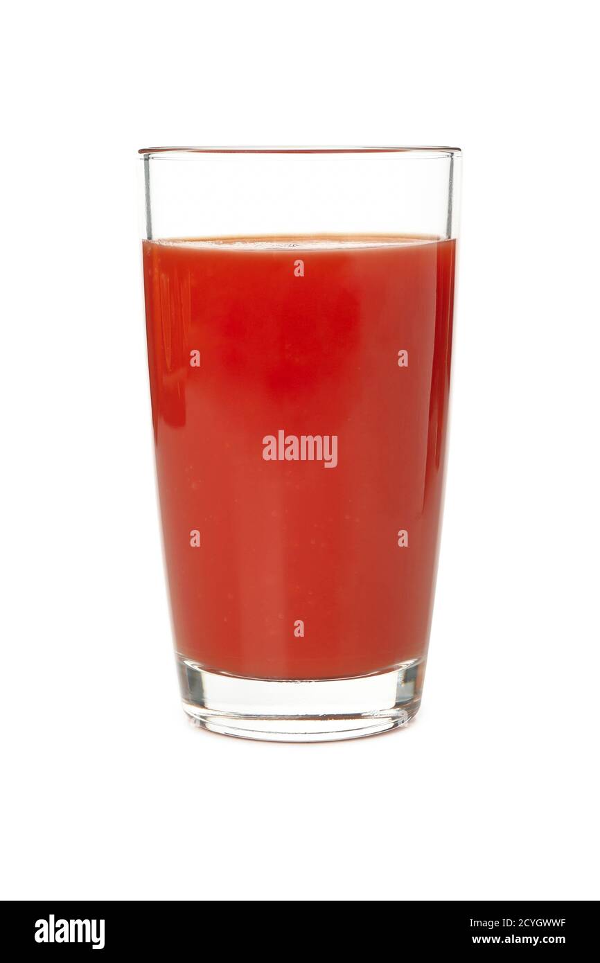 Glass of tomato juice isolated on white background Stock Photo Alamy