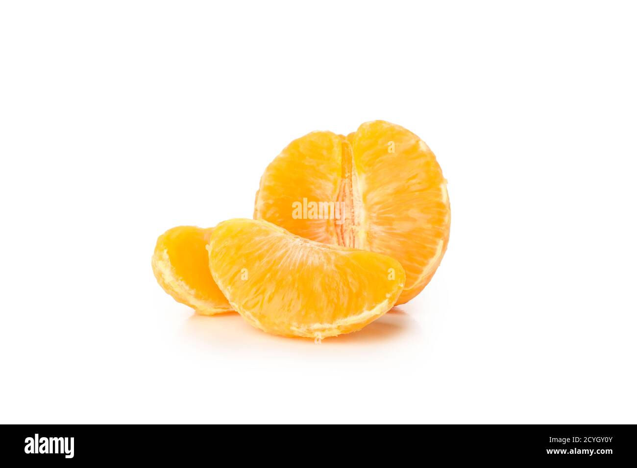 Half of mandarin and pieces isolated on white background Stock Photo