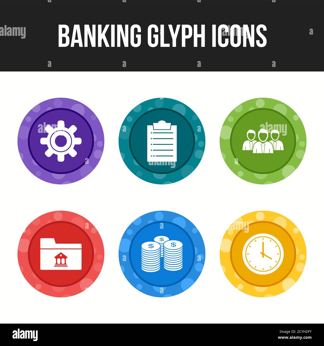 6 Beautiful Banking Glyph vector icon set Stock Vector