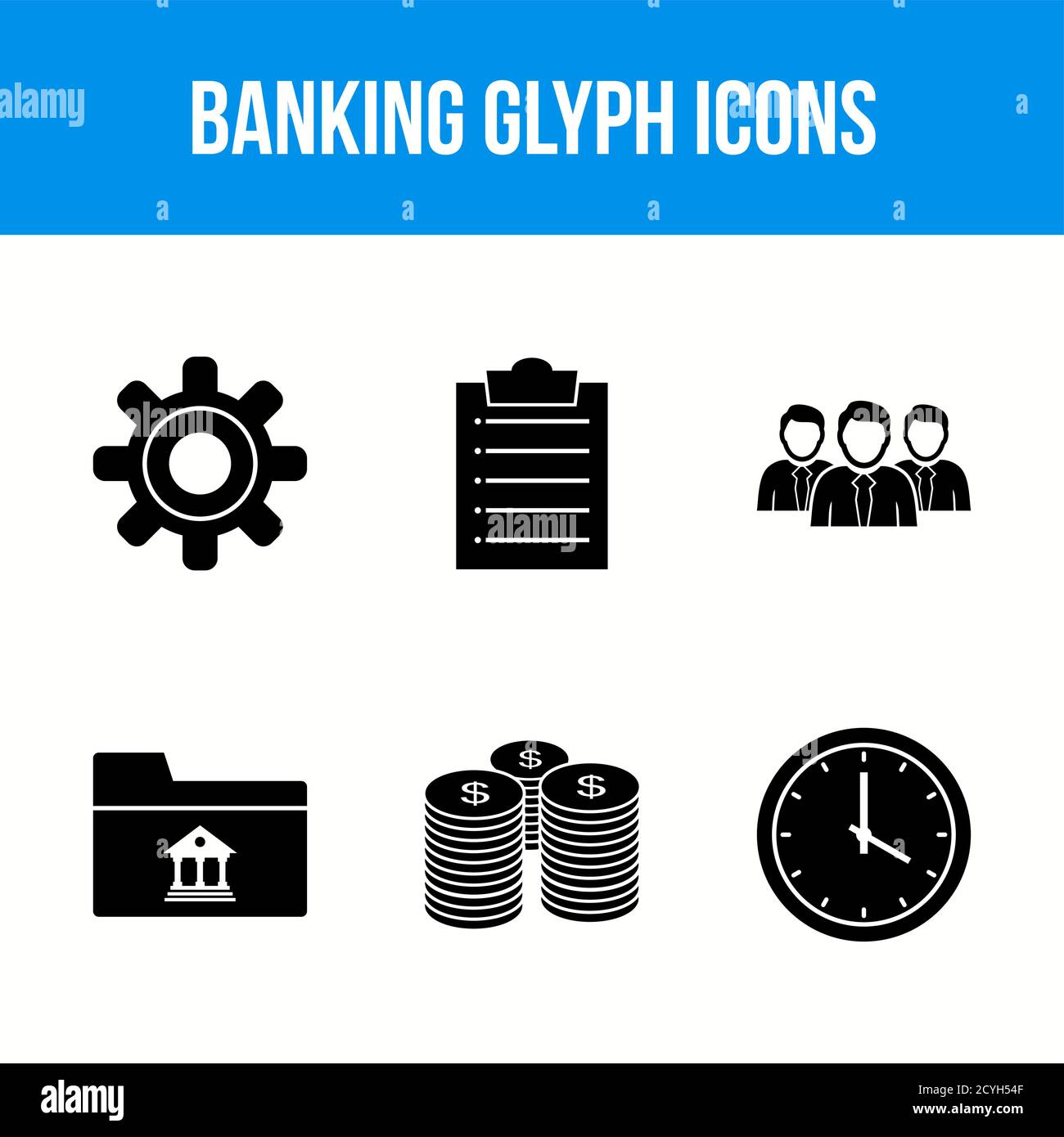 6 Beautiful Banking Glyph vector icon set Stock Vector