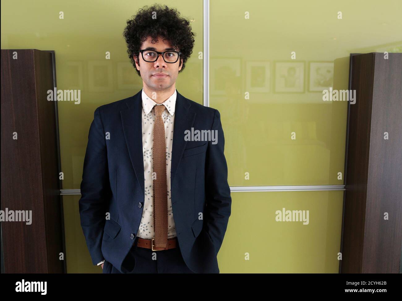 British actor-director Richard Ayoade poses for a portrait in West  Hollywood, California May 6, 2014. Ayoade, 36, is best known for playing  nerd extraordinaire Maurice Moss on British TV comedy series "The