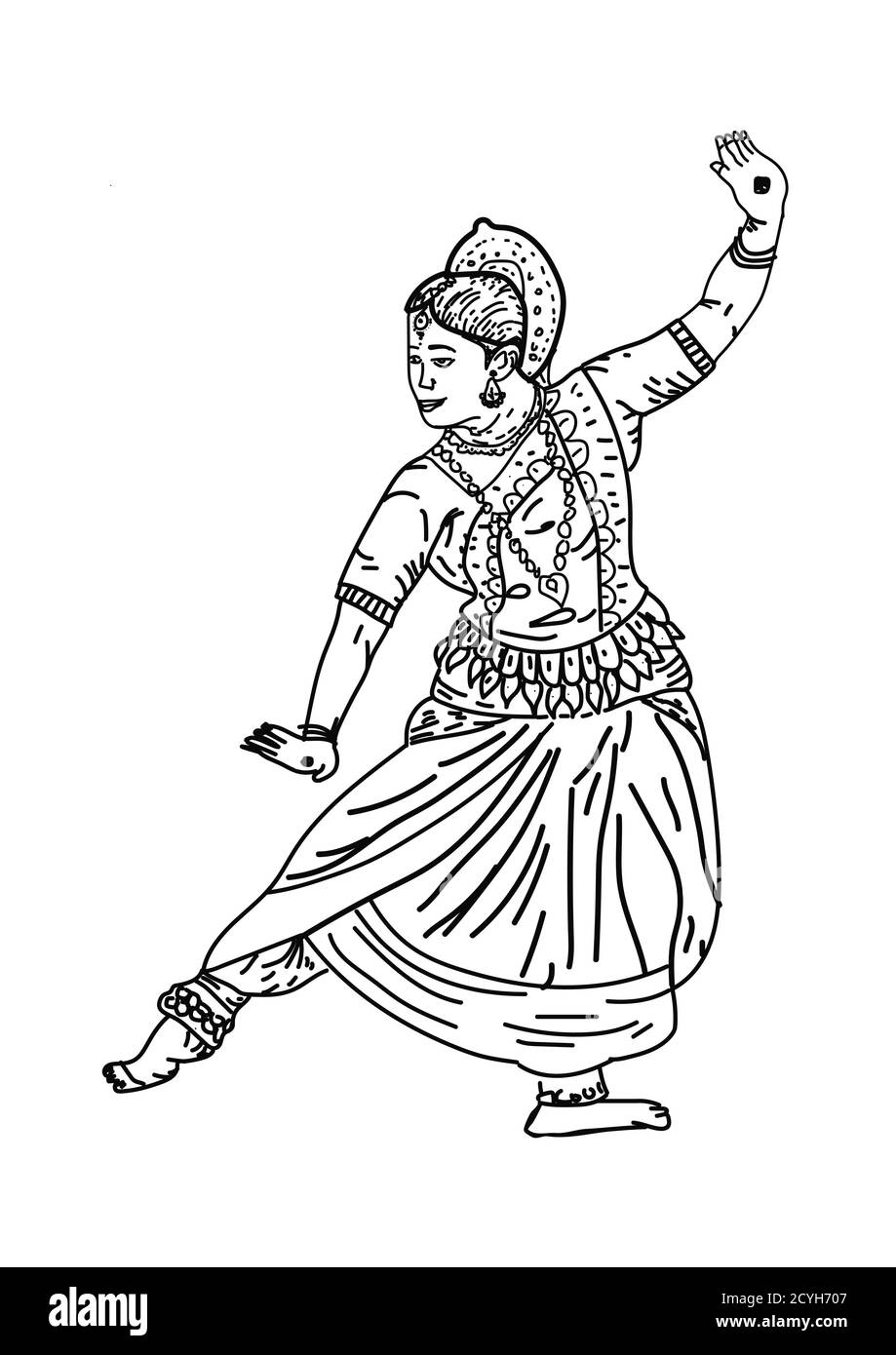 Indian cultural Odessa Dance. vector illustration Stock Vector