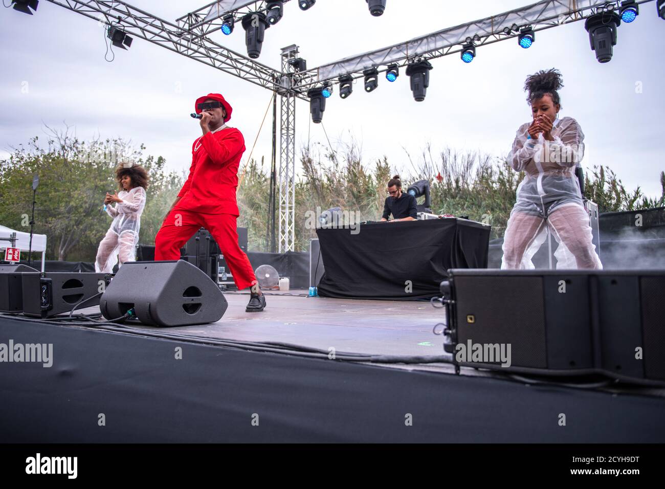 SIWO performing at Parc del Forum (BAM Festival), Barcelona 27 Sept. 2020. Photographer: Ale Espaliat Stock Photo