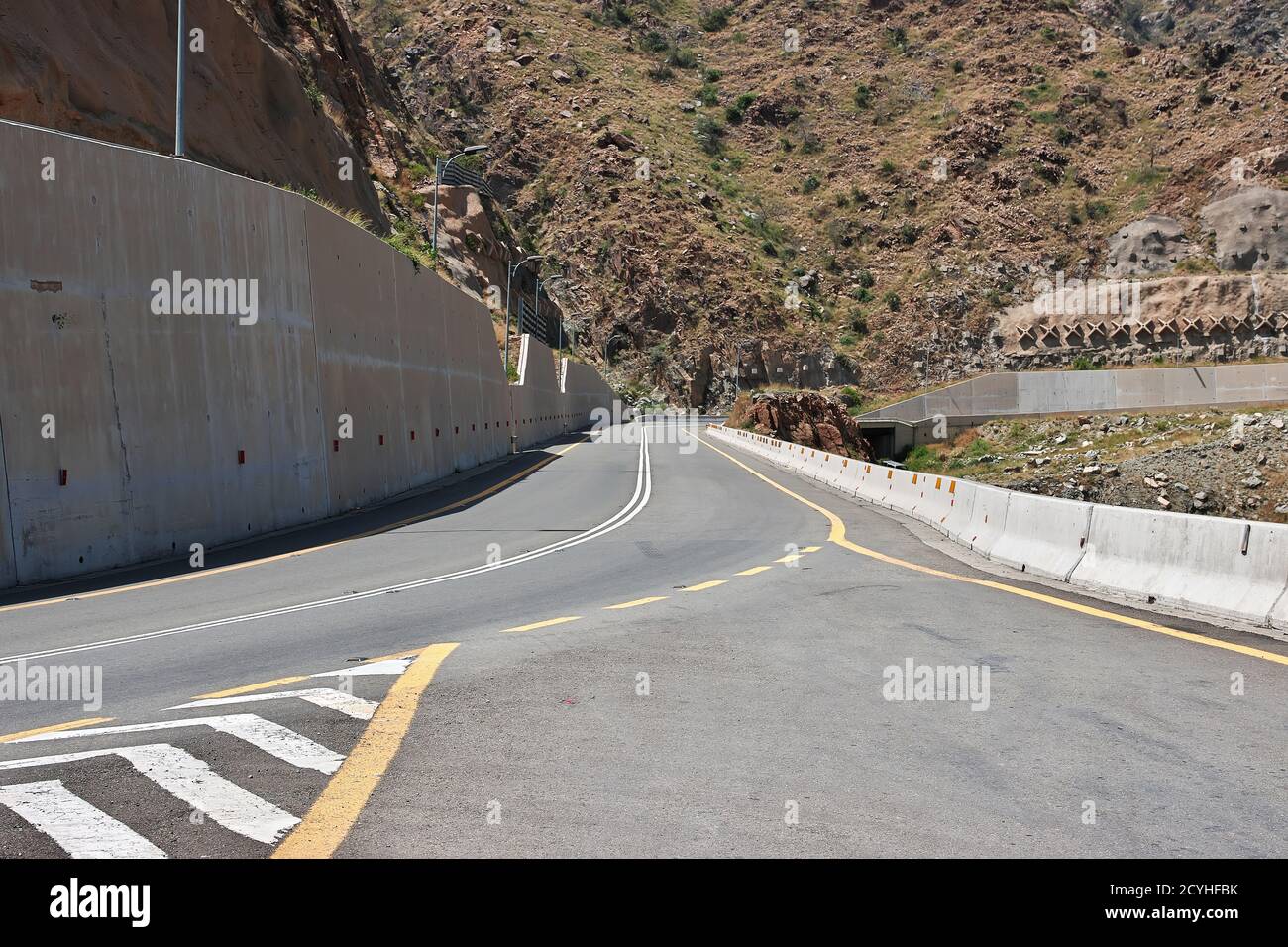 The road of Hejaz Mountains close Taif city in Makkah Province Saudi Arabia Stock Photo