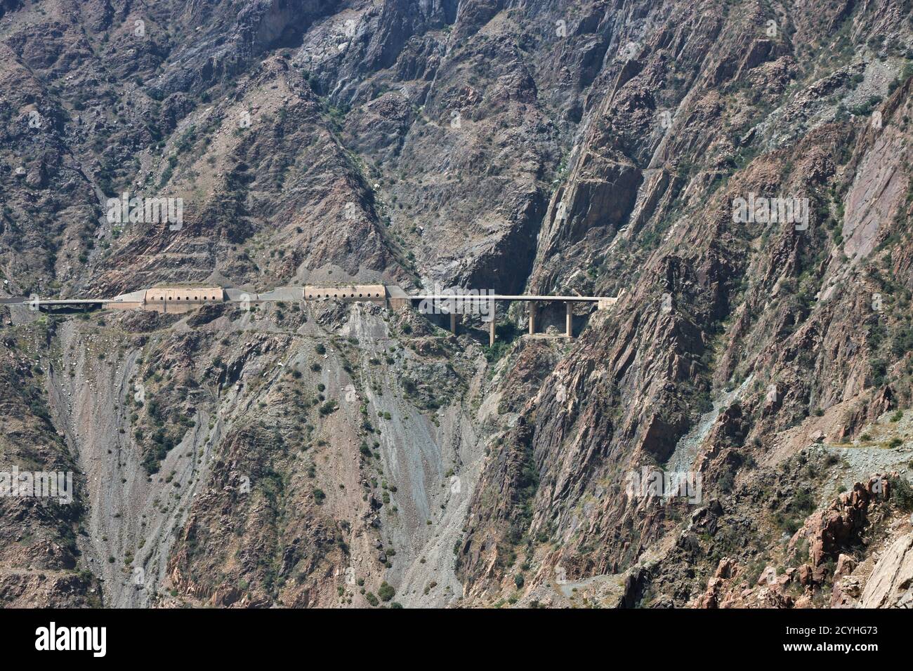The road of Hejaz Mountains close Taif city in Makkah Province Saudi Arabia Stock Photo