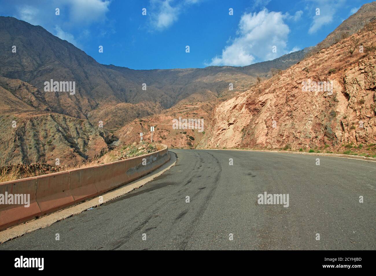 The road of Hejaz Mountains close Taif city in Makkah Province Saudi Arabia Stock Photo
