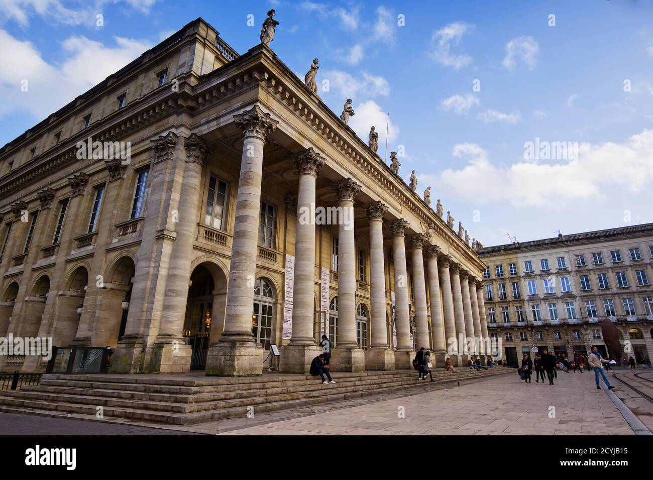 2020 02, Bordeaux, France. Pedestrians passing in front of the opera at Comedy square. Stock Photo