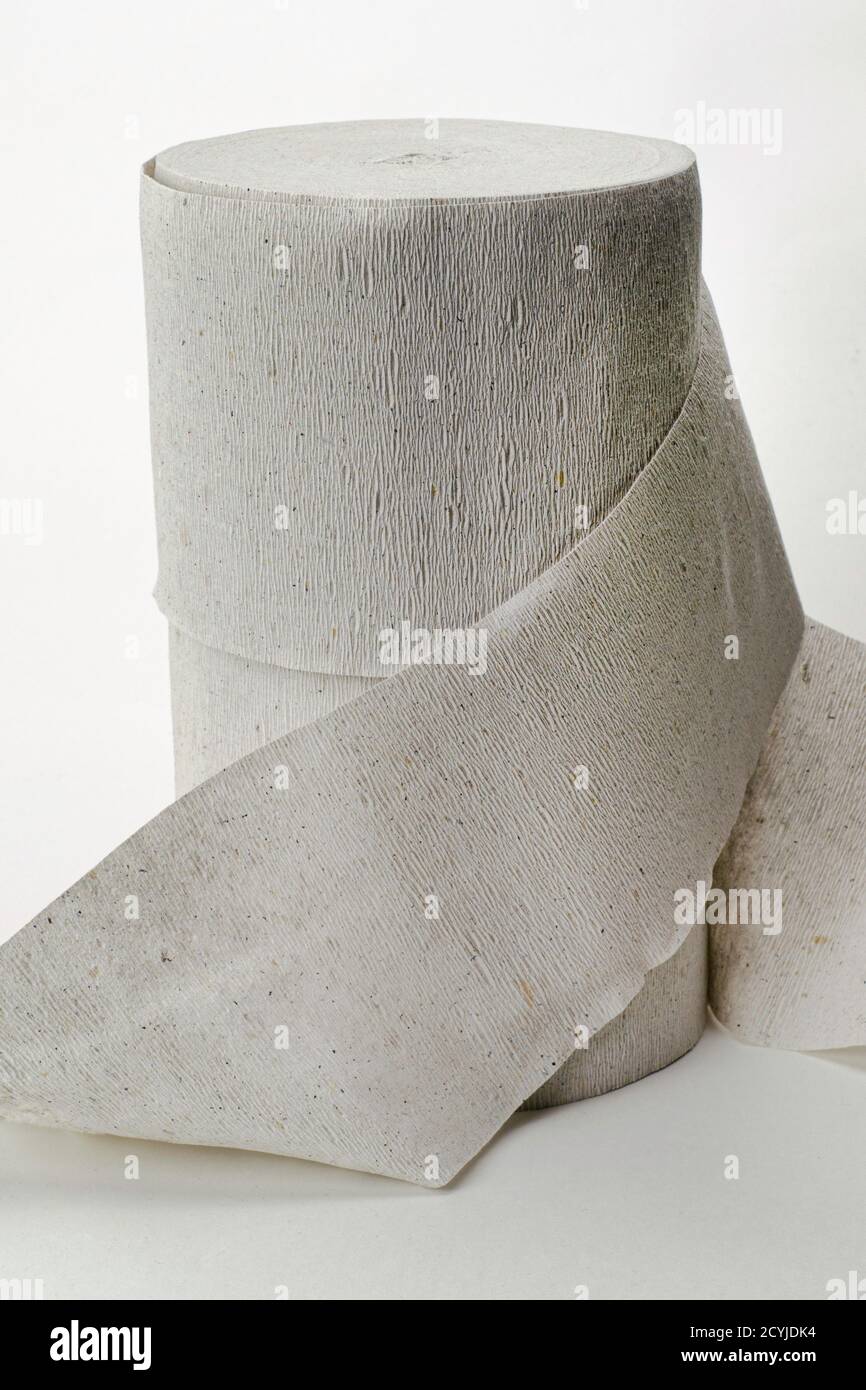 two rolls of toilet paper on a white background Stock Photo