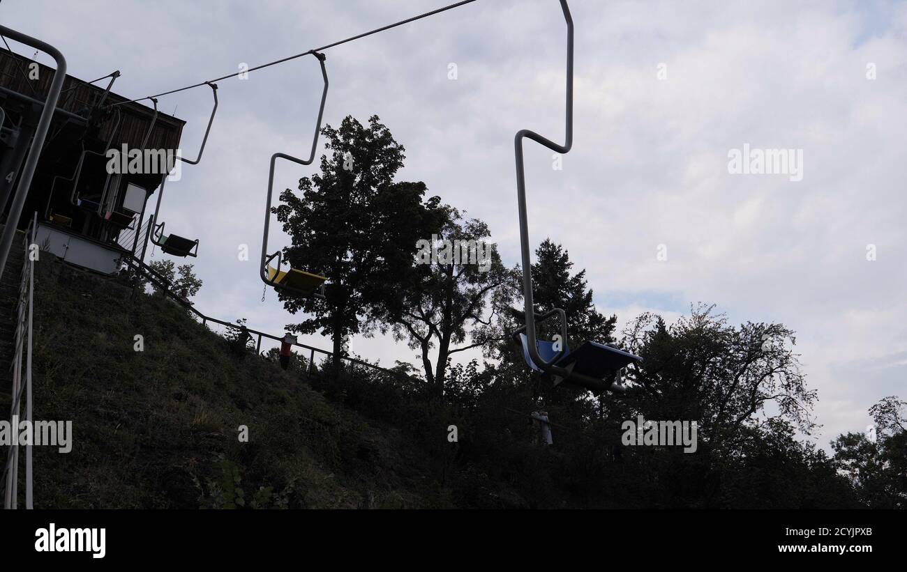 Cable car in the park zone Stock Photo Alamy