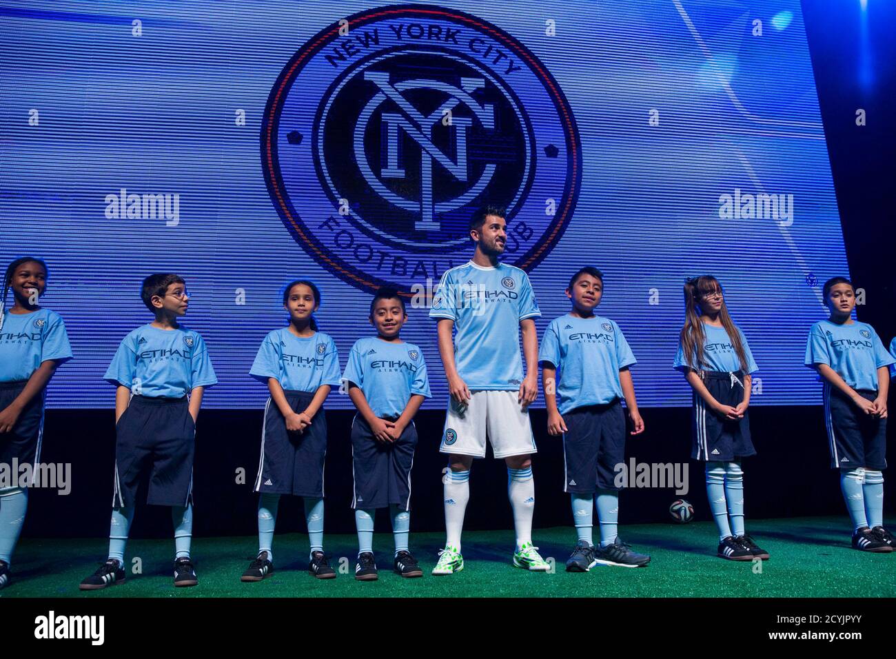 Player David Villa C Stands On Stage During The Unveiling Of The New Home Jersey For The New York City Football Club In New York November 13 14 Reuters Lucas Jackson United States Player David Villa C Stands On Stage During The Unveiling Of The New Home Jersey For The New York City Football Club In New York November 13 14 Reuters Lucas Jackson United States