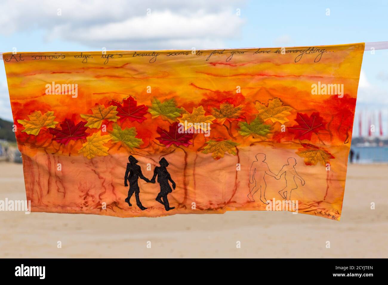 Speak To The Sea And Process Art Installation At Sandbanks Beach, Part Of The Bournemouth Arts By The Sea Festival, Dorset Uk In October - Pillowcase Stock Photo - Alamy