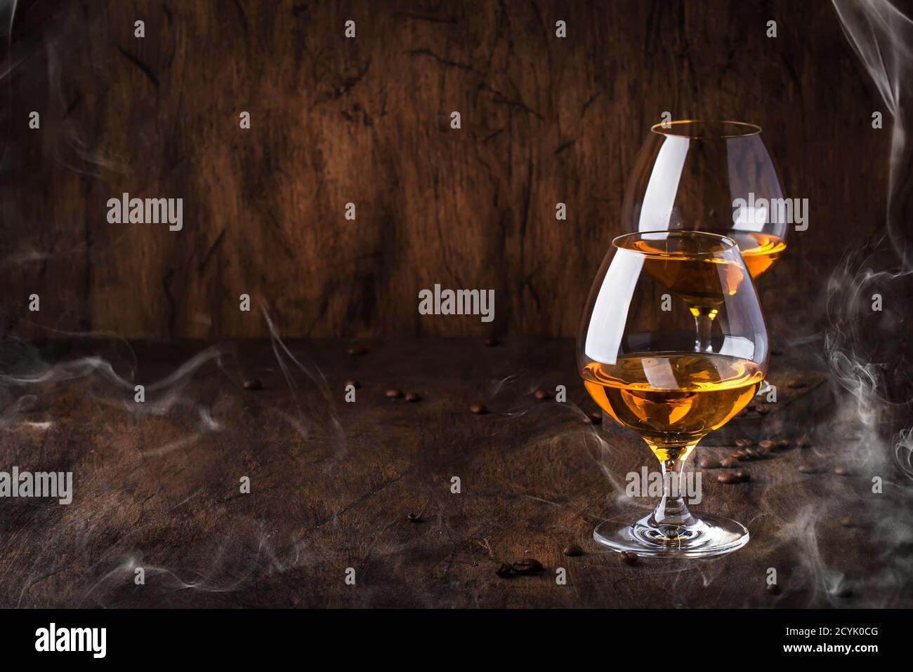 Armagnac, French grape brandy, strong alcoholic drink. Still life in
