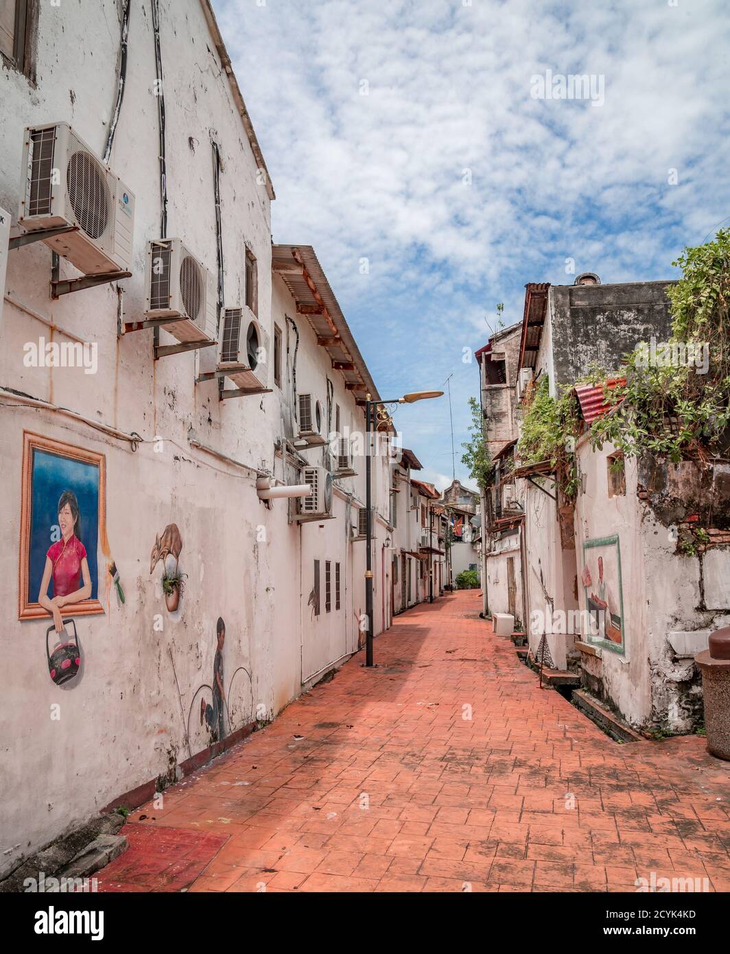 Street art on buildings along the Melaka River. Malacca, UNESCO