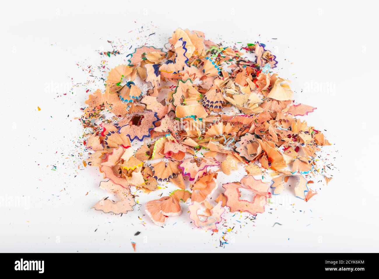 Concept art- Peeling pencil sharpener on white background Stock Photo
