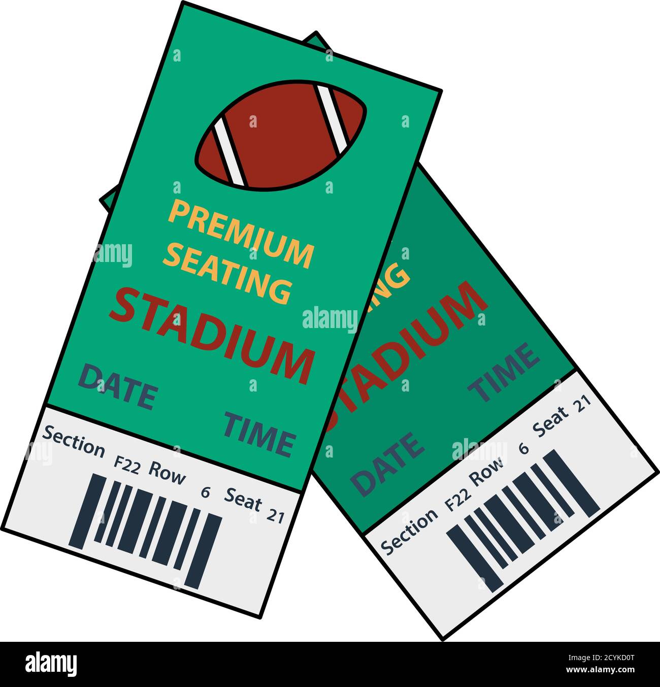 American Football Tickets Icon. Editable Outline With Color Fill Design