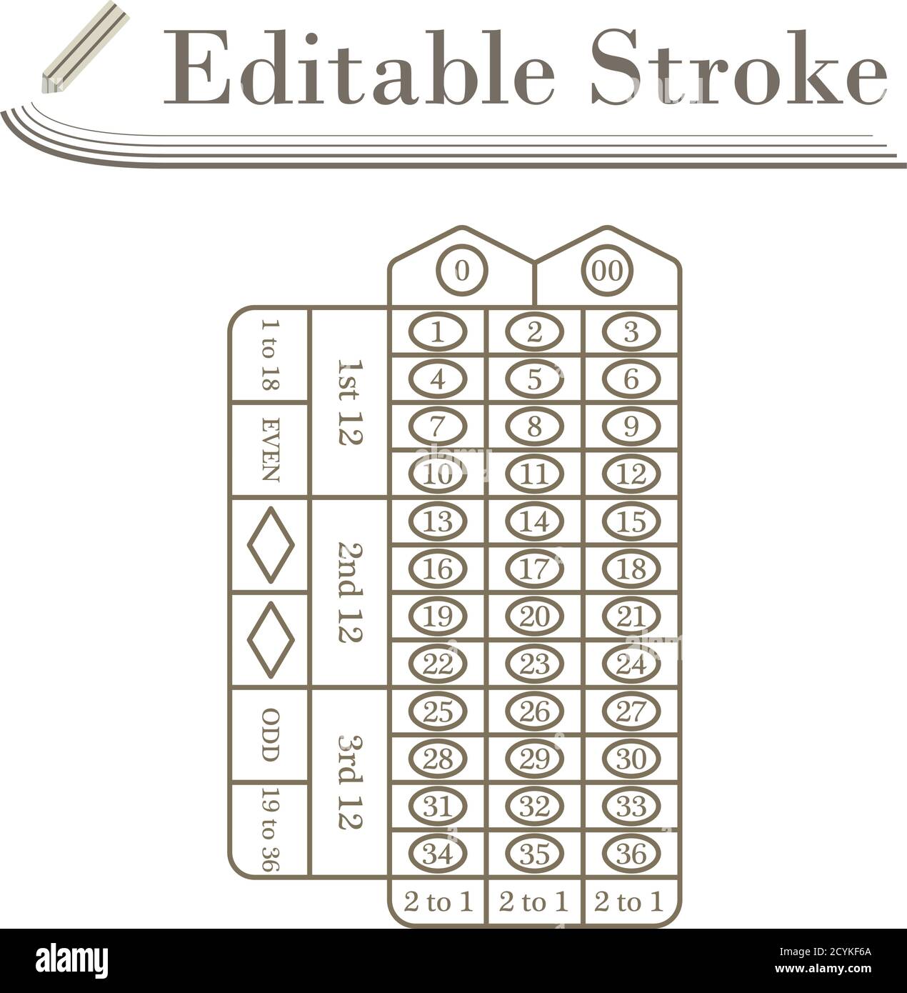 Roulette Table Icon. Editable Stroke Simple Design. Vector Illustration ...