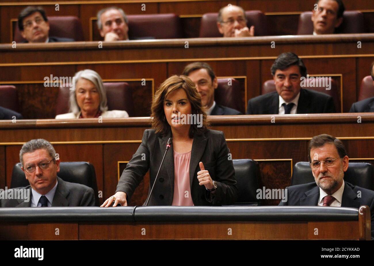 Spanish Prime Minister Mariano Rajoy (R) and Spanish Justice ...