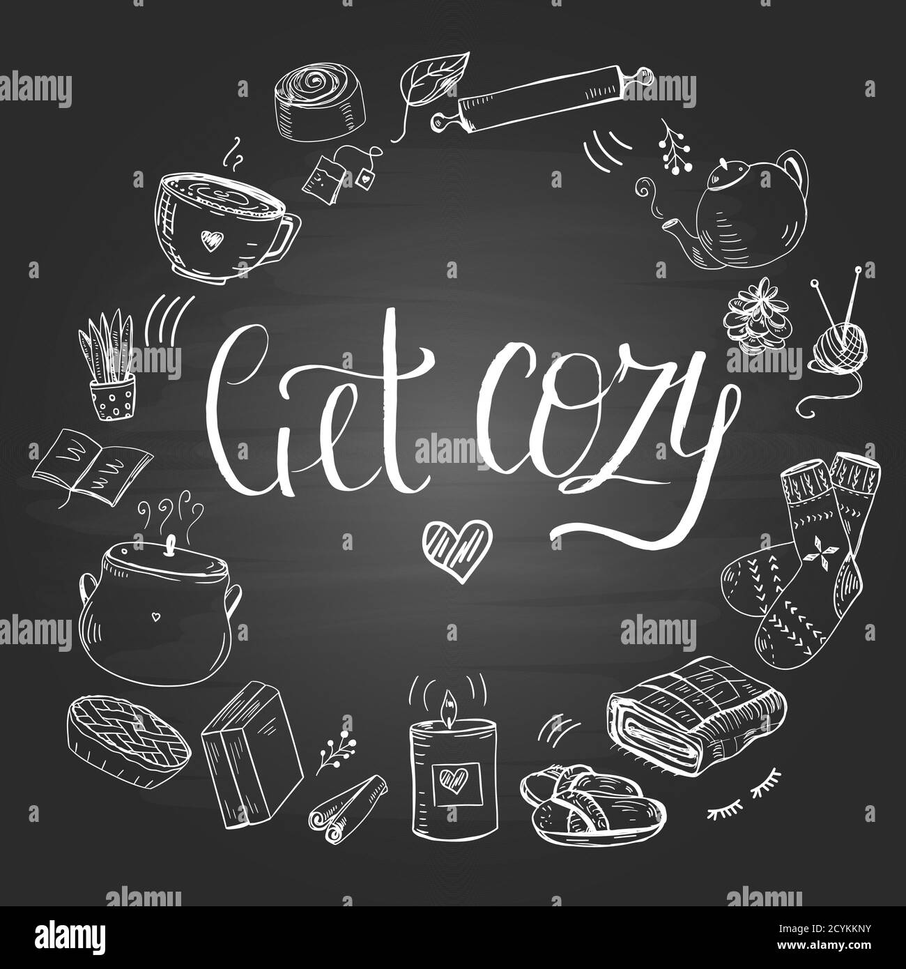 Cozy home lettering hand Black and White Stock Photos & Images - Alamy