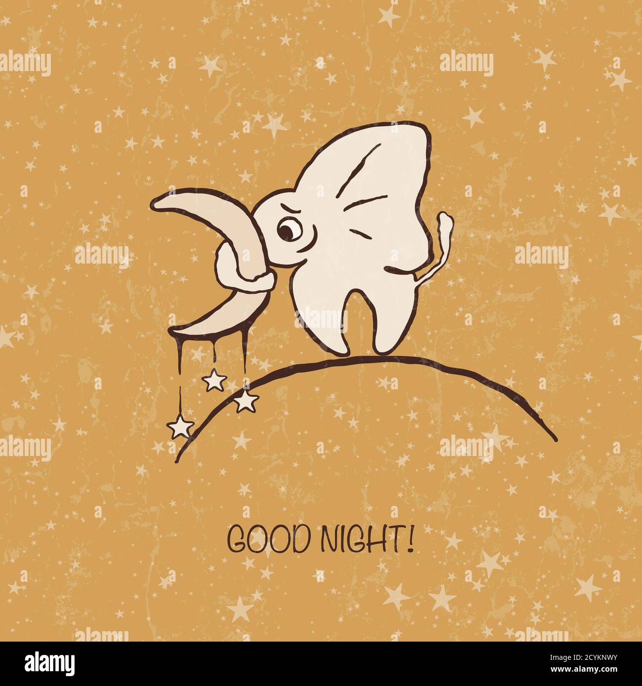 Little elephant holding the moon and stars/ poster for children room