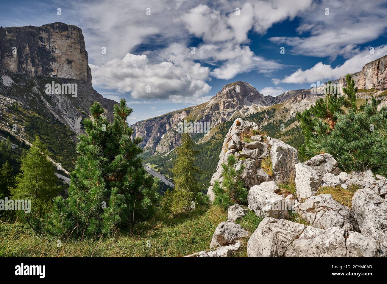 landscape of dolomites in Langental, Wolkenstein, South Tyrol, Italy Stock Photo
