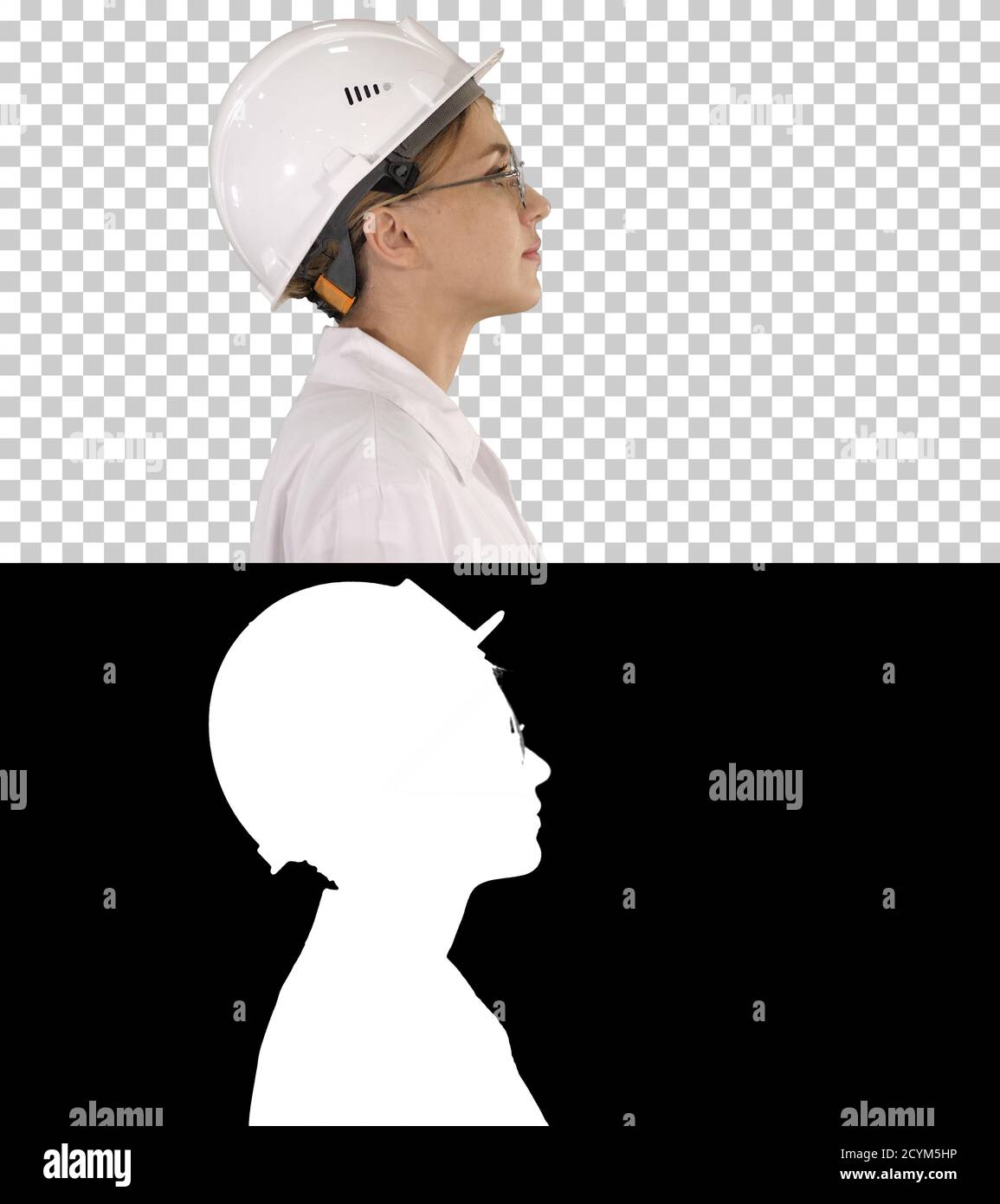 Female scientist walking, Alpha Channel Stock Photo