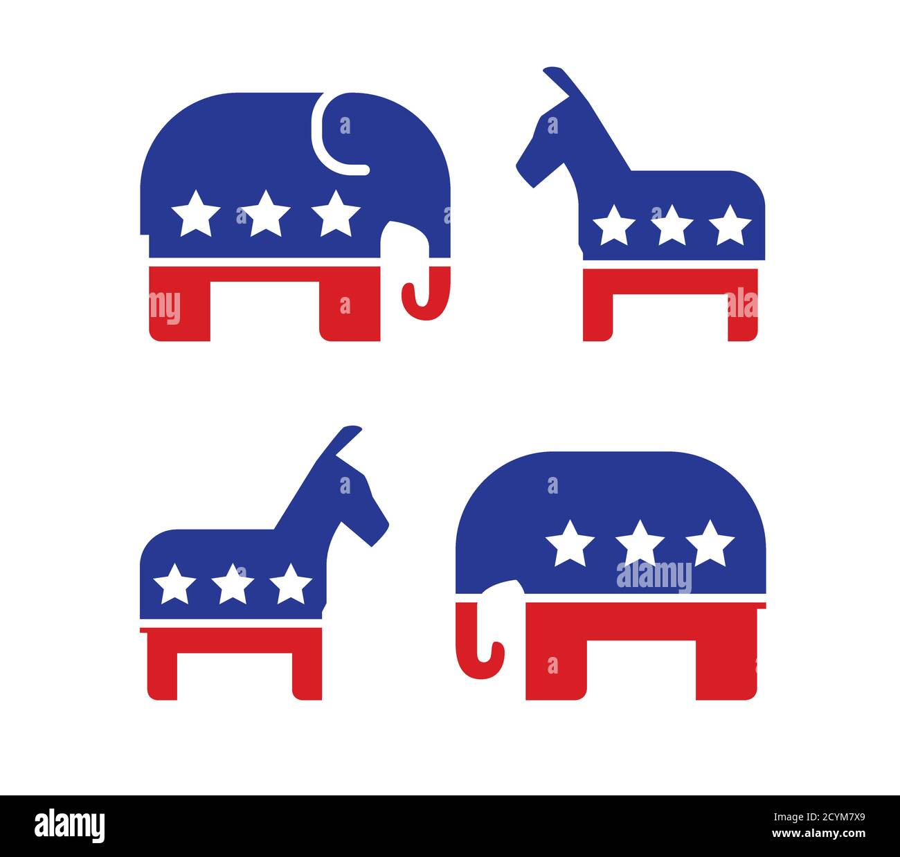 Democratic and Republican political symbols. Election, voting vector illustration Stock Vector