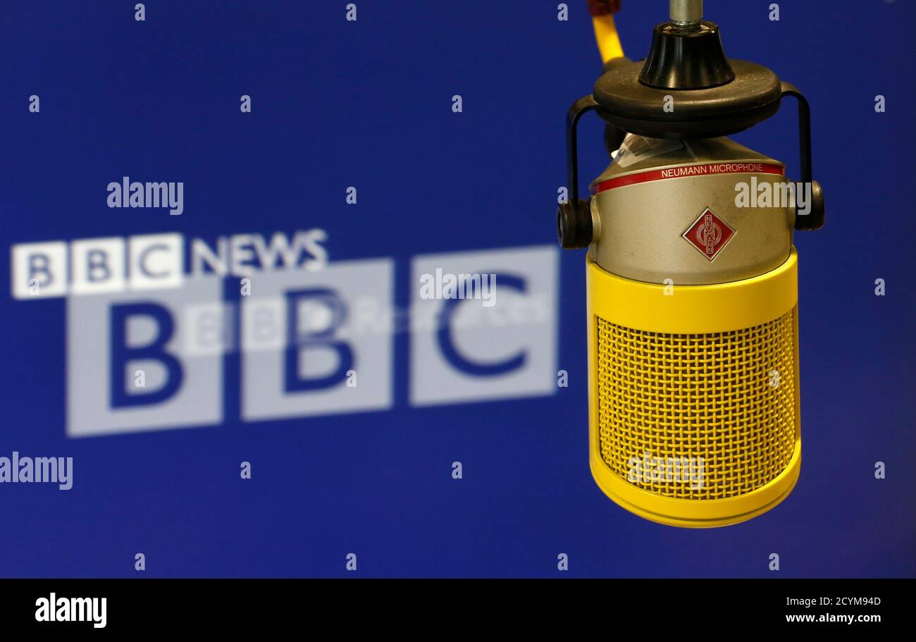 The microphone that newsreader Iain Purdon used to deliver the final BBC  World Service news bulletin from BBC Bush House is seen in central London  July 12, 2012. At noon London time