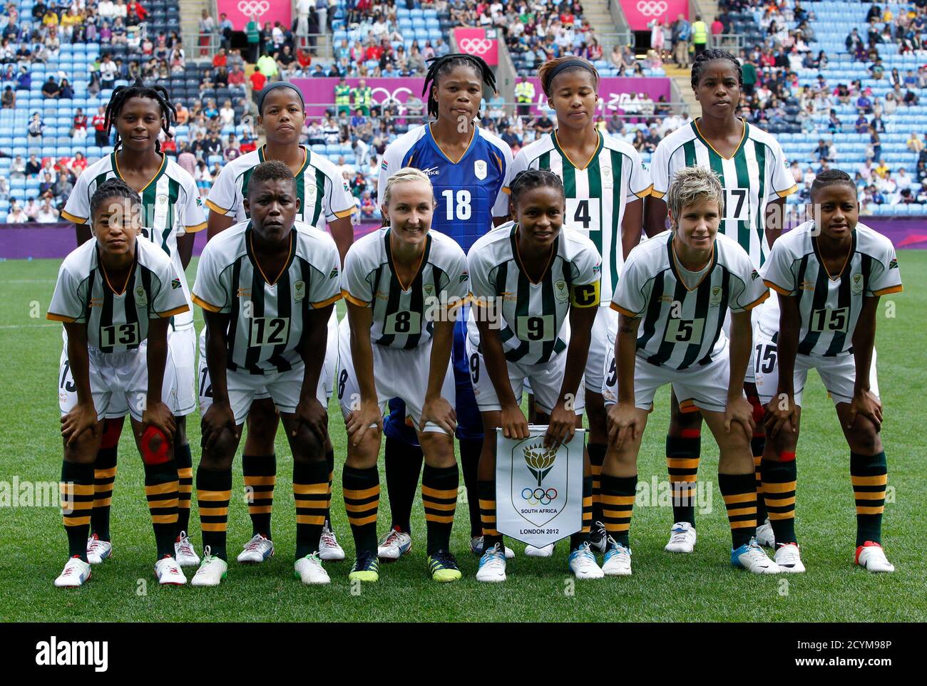 South Africa Women S National Soccer Team Pose For A Group Photo Before Their Women S Group F Football Match Against Canada At The London 2012 Olympic Games In The City Of Coventry Stadium