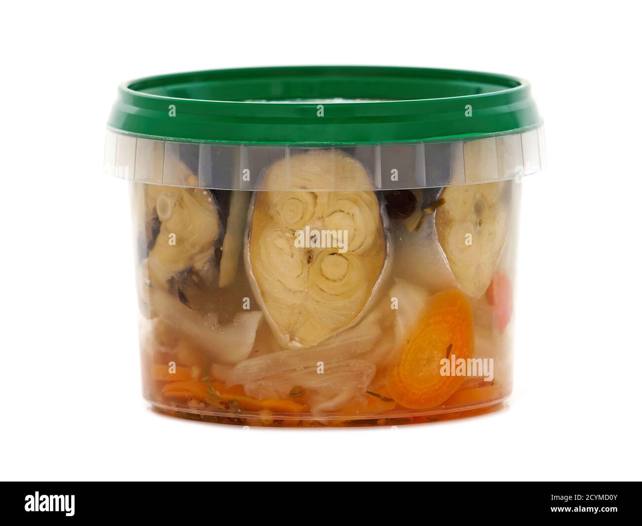 Canned pickled fish with vegetables isolated on white Stock Photo Alamy