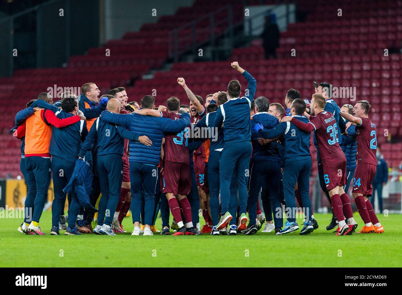 Players of HNK Rijeka celebrate after scoring a goal during the