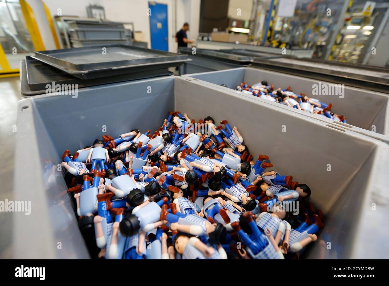 Playmobil figures lie in containers at the Playmobil Malta factory in the  Hal Far Industrial Estate outside Valletta April 11, 2014. REUTERS/Darrin  Zammit Lupi (MALTA - Tags: BUSINESS ANNIVERSARY EMPLOYMENT SOCIETY Stock